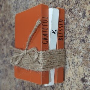 Grateful and Blessed Wood Book Decor